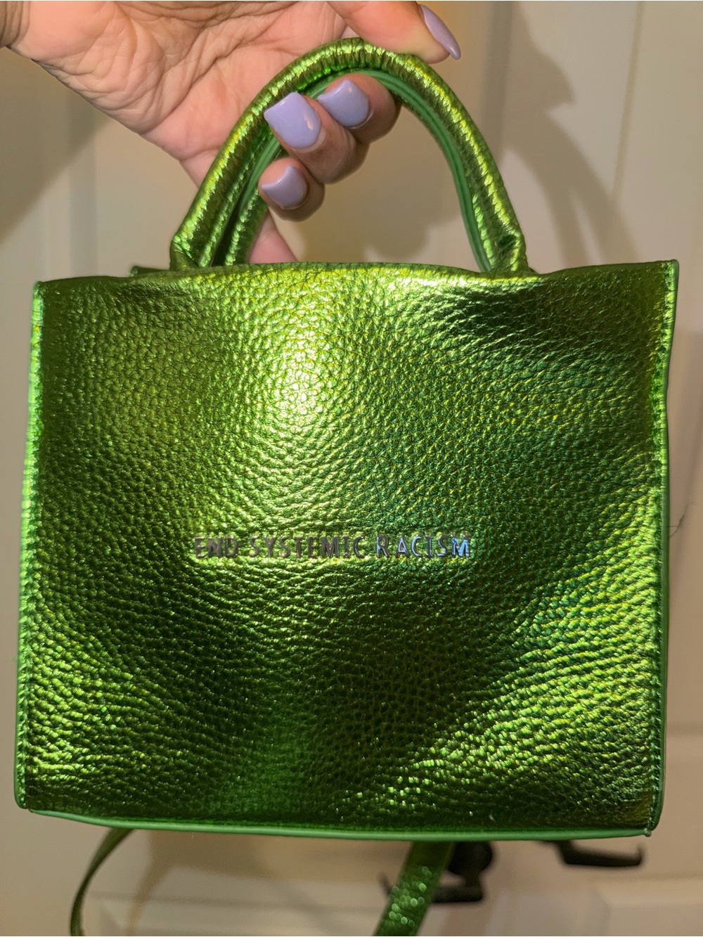 Metallic Green Mini Tote Bag by BRANDON BLACKWOOD